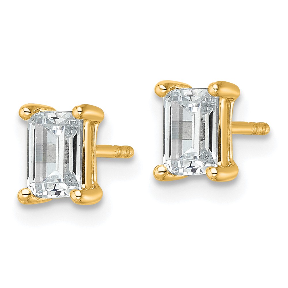 14k 1 1/2 carat Lab Grown Diamond VS/SI+ G+ Emerald Complete Four Prong Stud Earrings (EM8798-150-LG)