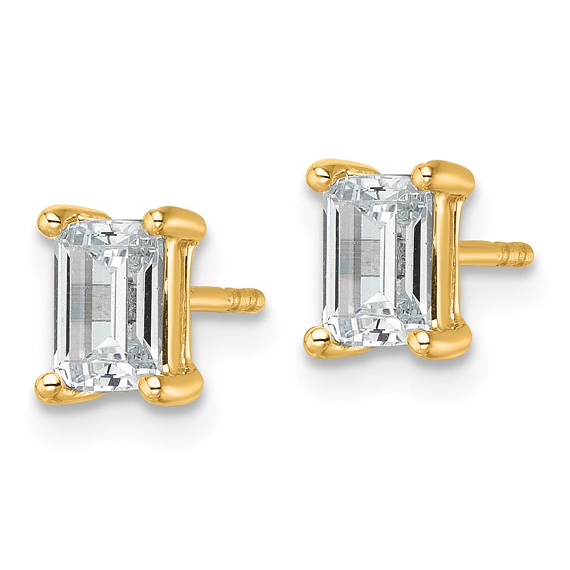 14k Yellow Gold 1 1/2 ctw Certified Lab Grown Diamond VS+ F+ Emerald 4 Prong Heavy Wt. Stud Earrings