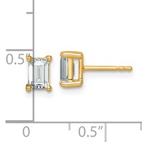 14K Yellow Gold 1.50 Carat Lab Grown Diamond VS+ F+ Emerald Complete Four Prong Stud Earrings view 4
