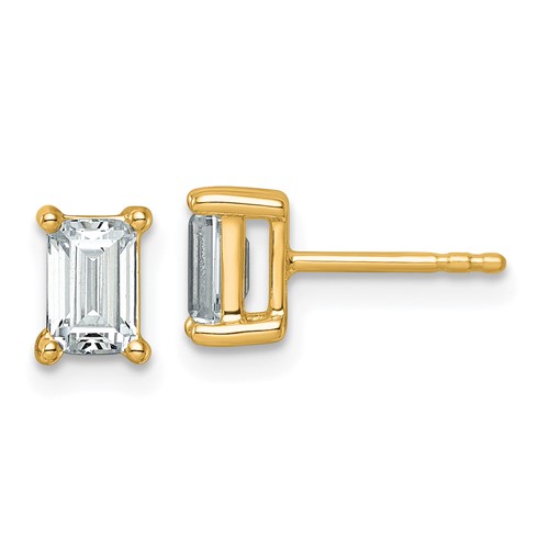 14K Yellow Gold 1.50 Carat Certified Lab Grown Diamond VS SI+ G+ Emerald Complete Four Prong Stud Earrings