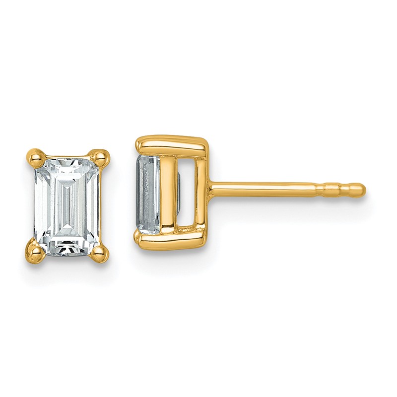14k Yellow Gold 1 1/2 ctw Certified Lab Grown Diamond VS+ F+ Emerald 4 Prong Heavy Wt. Stud Earrings