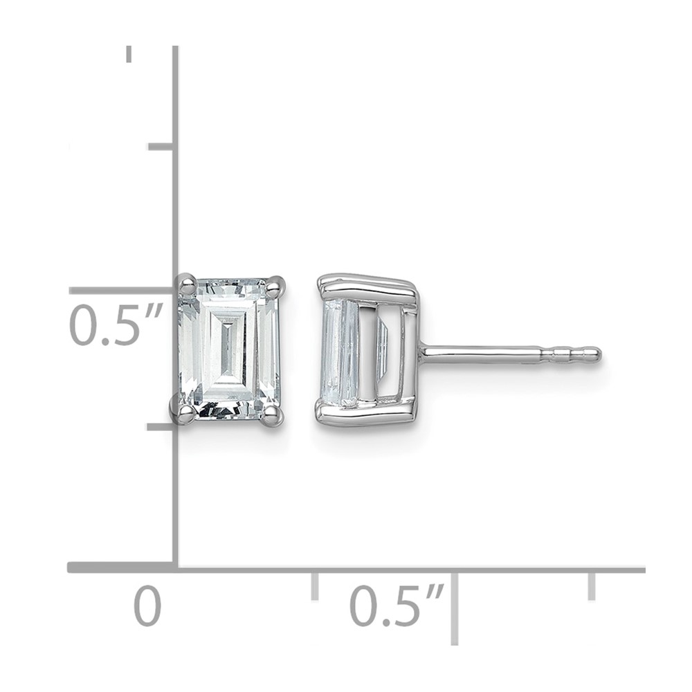 14k White Gold 2 carat Lab Grown Diamond VS+ F+ Emerald Complete Four Prong Stud Earrings (EM8798-200-WLD)