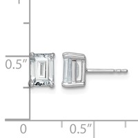 14K White Gold 2 Carat Certified Lab Grown Diamond VS SI+ G+ Emerald Complete Four Prong Stud Earrings view 4