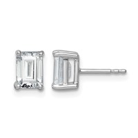 14K White Gold 2 Carat Lab Grown Diamond VS SI+ G+ Emerald Complete Four Prong Stud Earrings view 1