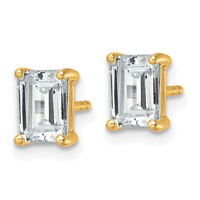 14K Yellow Gold 2 Carat Certified Lab Grown Diamond VS+ F+ Emerald Complete Four Prong Stud Earrings view 2
