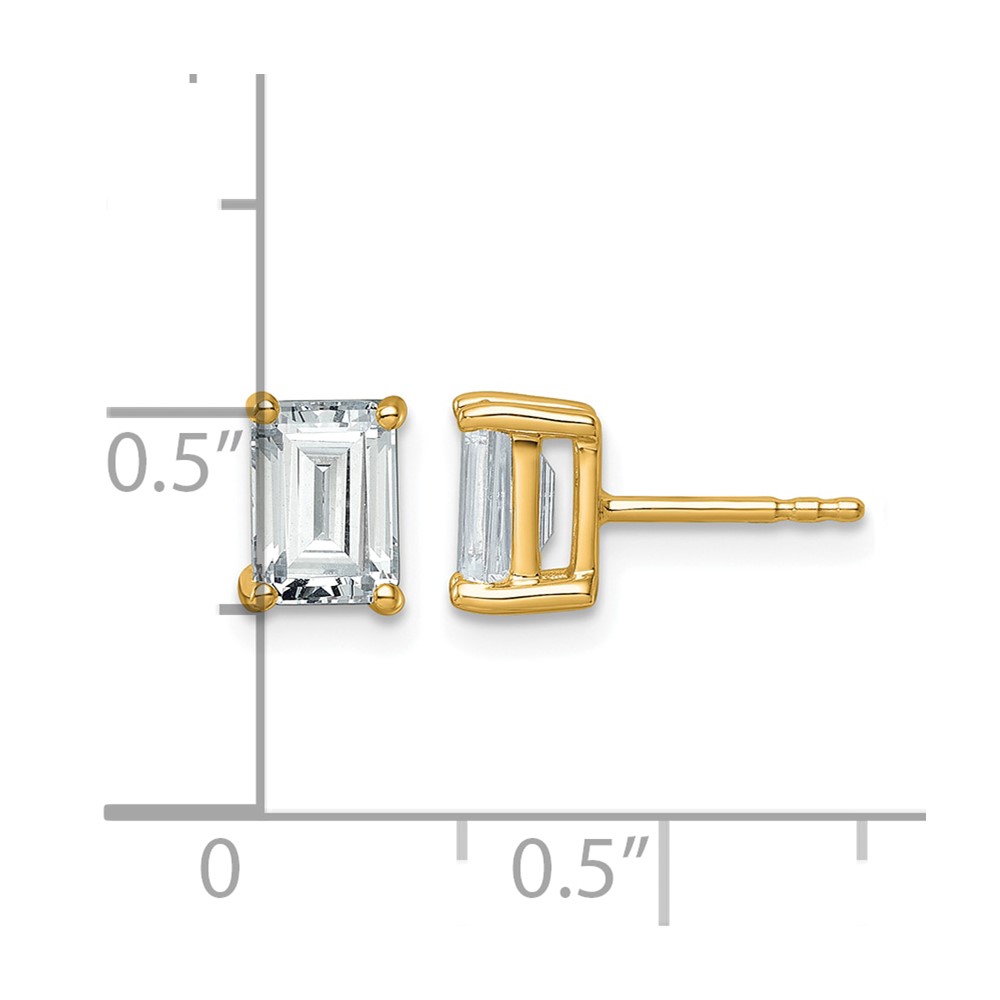 14k 2 carat Lab Grown Diamond VS+ F+ Emerald Complete Four Prong Stud Earrings (EM8798-200-LD)