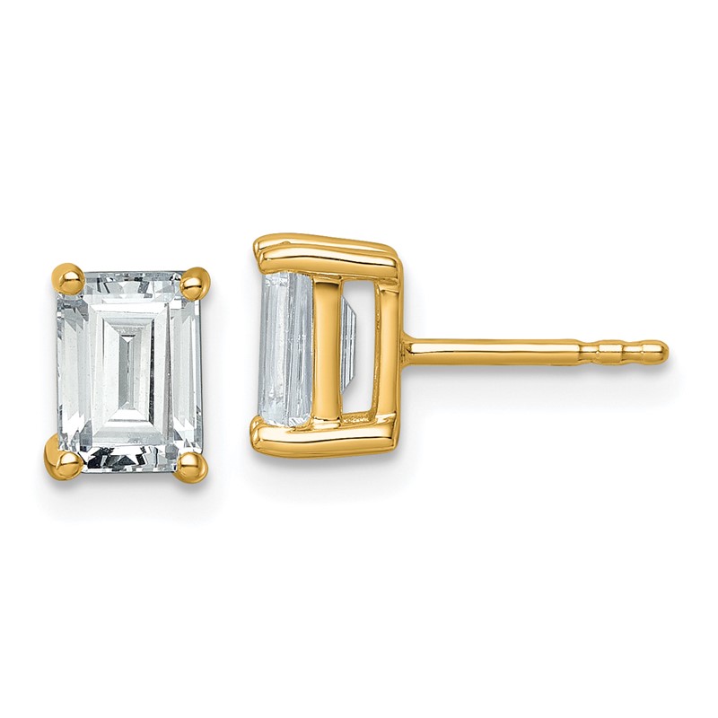 14k Yellow Gold 2 ctw Certified Lab Grown Diamond VS/SI+ G+ Emerald 4 Prong Heavy Wt. Stud Earrings