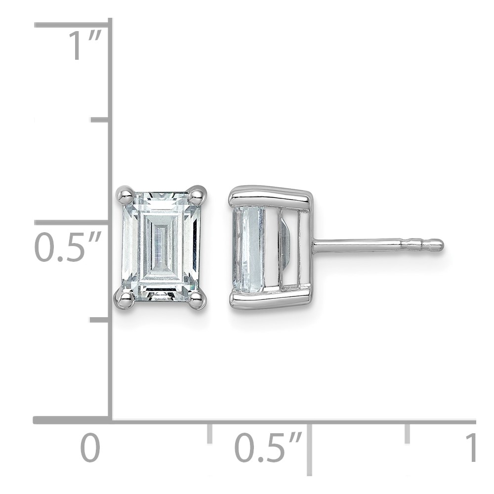14k White Gold 3 carat Lab Grown Diamond VS/SI+ G+ Emerald Complete Four Prong Stud Earrings (EM8798-300-WLG)