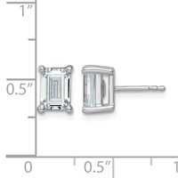 14K White Gold 3 Carat Certified Lab Grown Diamond VS+ F+ Emerald Complete Four Prong Stud Earrings view 4