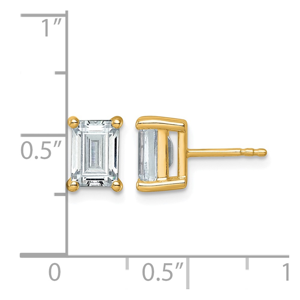 14k 3 carat Certified Lab Grown Diamond VS+ F+ Emerald Complete Four Prong Stud Earrings (EM8798-300C-LD)