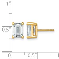 14K Yellow Gold 3 Carat Certified Lab Grown Diamond VS SI+ G+ Emerald Complete Four Prong Stud Earrings view 5