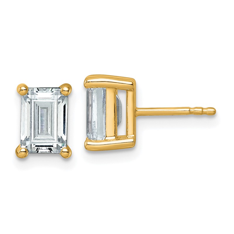 14k Yellow Gold 3 ctw Lab Grown Diamond VS/SI+ G+ Emerald 4 Prong Heavy Wt. Stud Earrings
