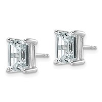 14K White Gold 4 Carat Lab Grown Diamond VS+ F+ Emerald Complete Four Prong Stud Earrings view 2