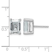14K White Gold 4 Carat Lab Grown Diamond VS+ F+ Emerald Complete Four Prong Stud Earrings view 4