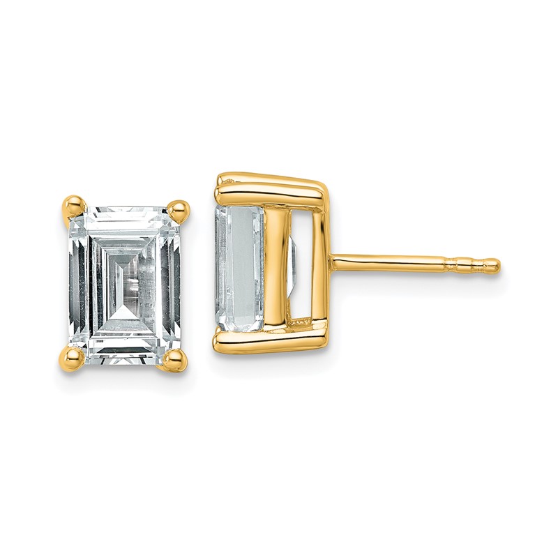 14k Yellow Gold 4 ctw Certified Lab Grown Diamond VS+ F+ Emerald 4 Prong Heavy Wt. Stud Earrings