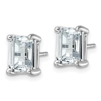 14K White Gold 5 Carat Lab Grown Diamond VS+ F+ Emerald Complete Four Prong Stud Earrings view 2