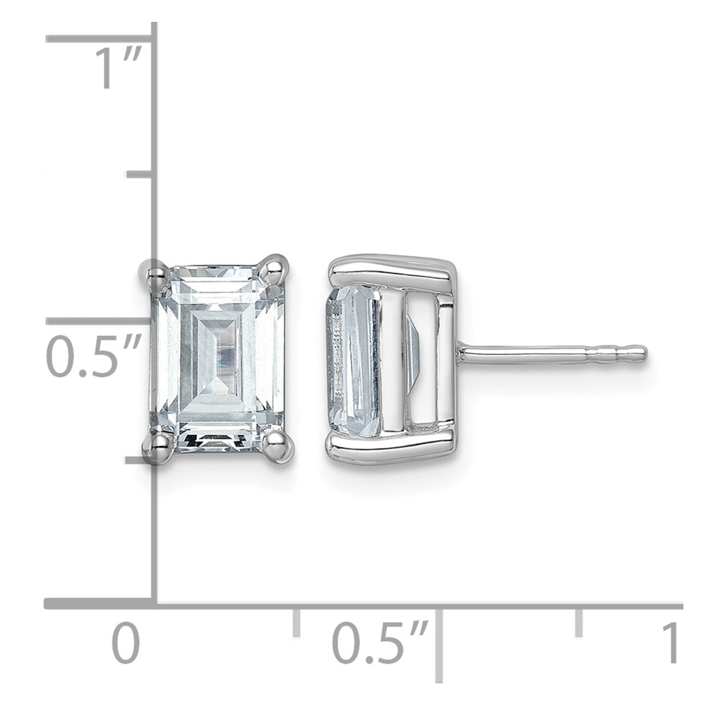 14k White Gold 5 carat Lab Grown Diamond VS/SI+ G+ Emerald Complete Four Prong Stud Earrings (EM8798-500-WLG)