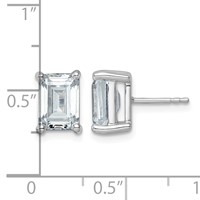 14K White Gold 5 Carat Lab Grown Diamond VS+ F+ Emerald Complete Four Prong Stud Earrings view 4