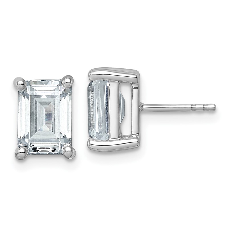 14k White Gold 5 ctw Certified Lab Grown Diamond VS+ F+ Emerald 4 Prong Heavy Wt. Stud Earrings