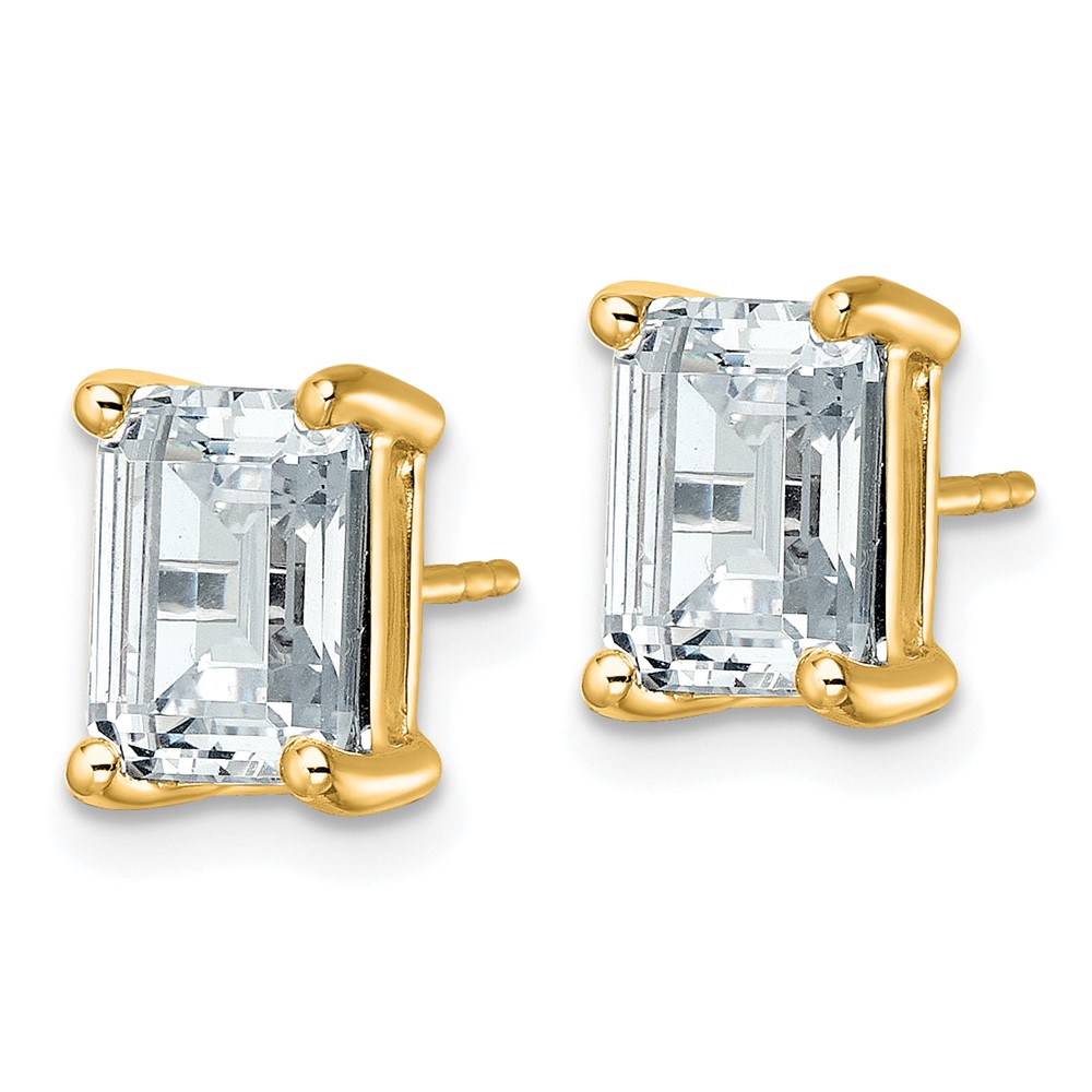 14k 5 carat Lab Grown Diamond VS/SI+ G+ Emerald Complete Four Prong Stud Earrings (EM8798-500-LG)