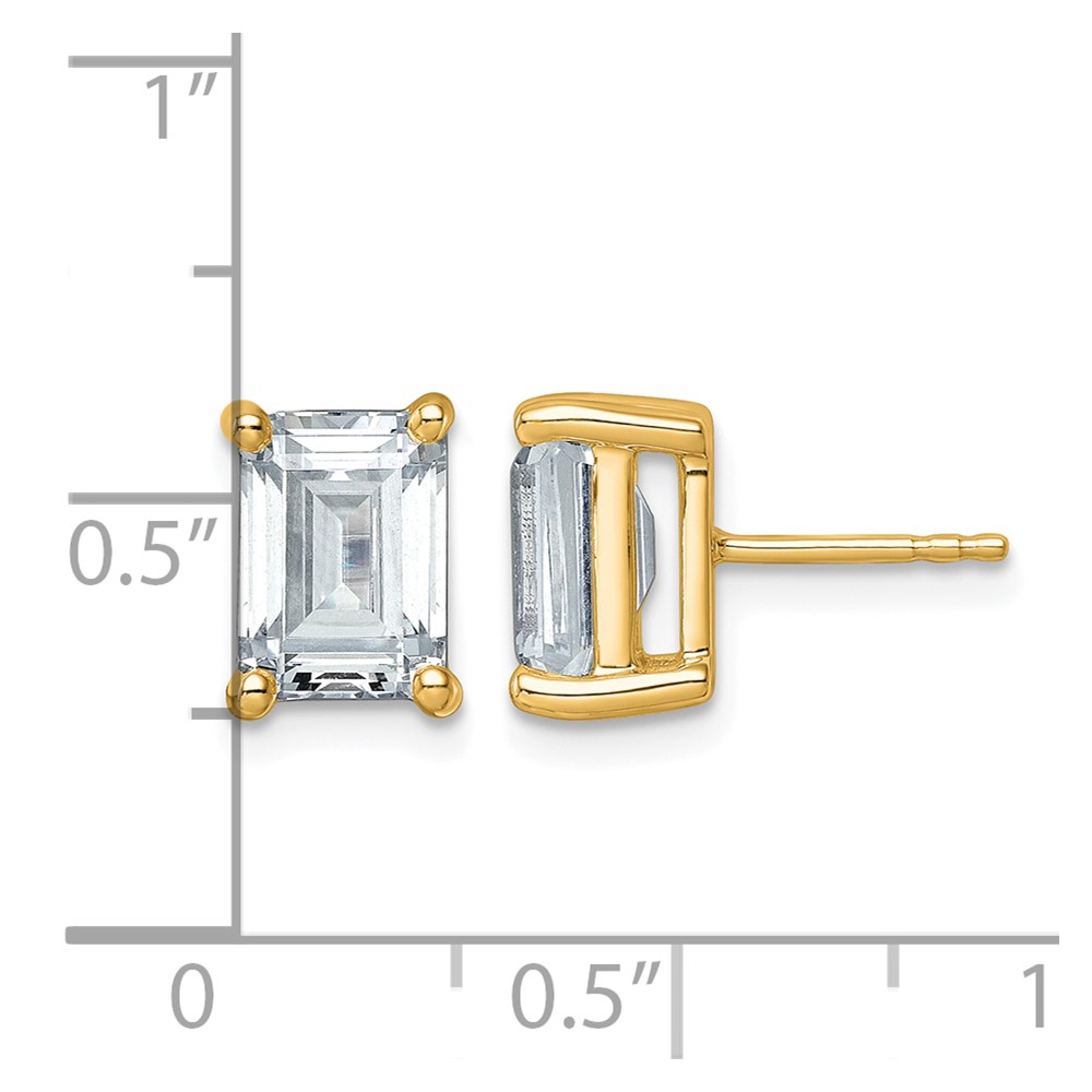 14k 5 carat Lab Grown Diamond VS/SI+ G+ Emerald Complete Four Prong Stud Earrings (EM8798-500-LG)