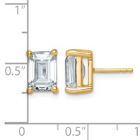 14K Yellow Gold 5 Carat Certified Lab Grown Diamond VS SI+ G+ Emerald Complete Four Prong Stud Earrings view 4