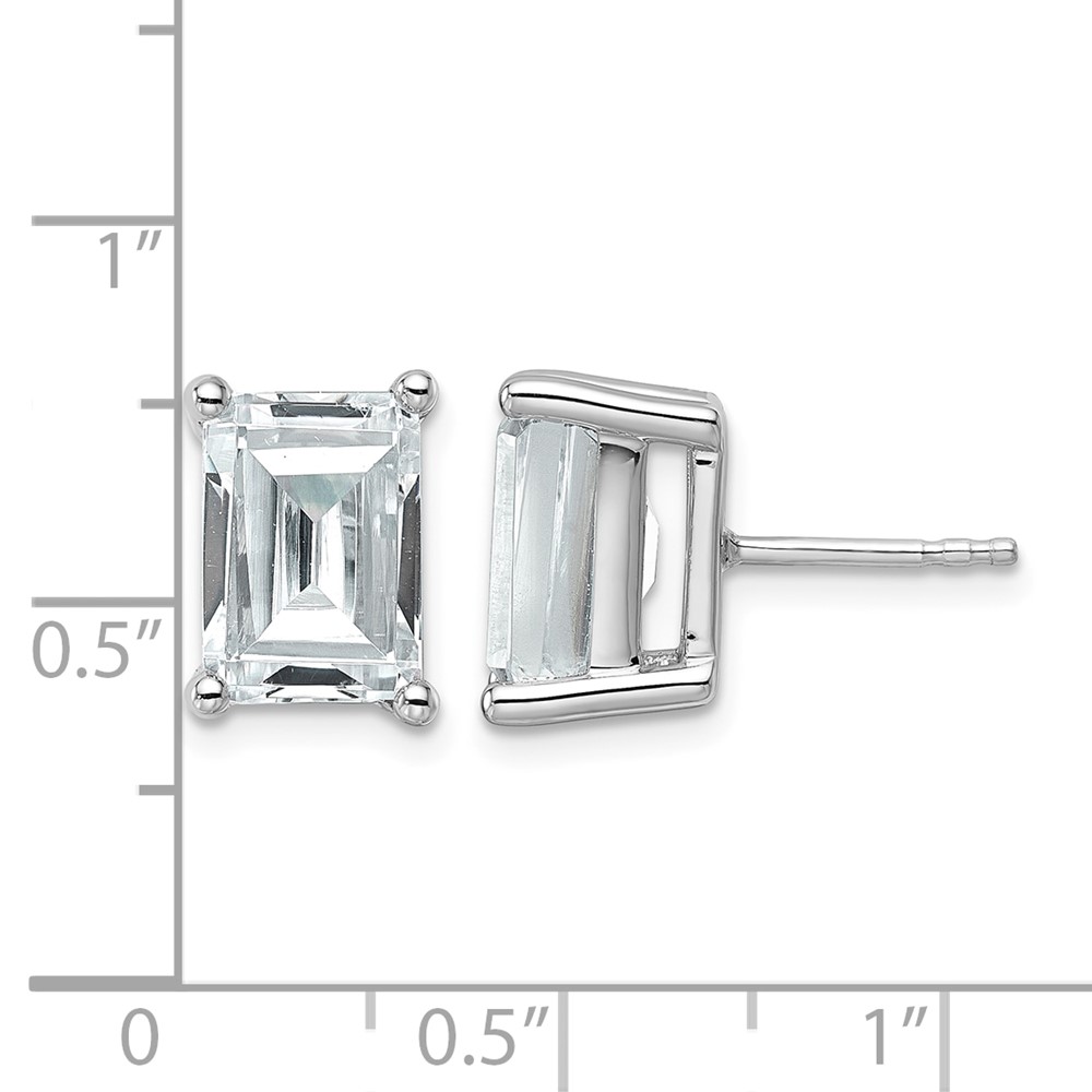 14k White Gold 6 carat Lab Grown Diamond VS+ F+ Emerald Complete Four Prong Stud Earrings (EM8798-600-WLD)