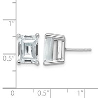 14K White Gold 6 Carat Lab Grown Diamond VS SI+ G+ Emerald Complete Four Prong Stud Earrings view 4
