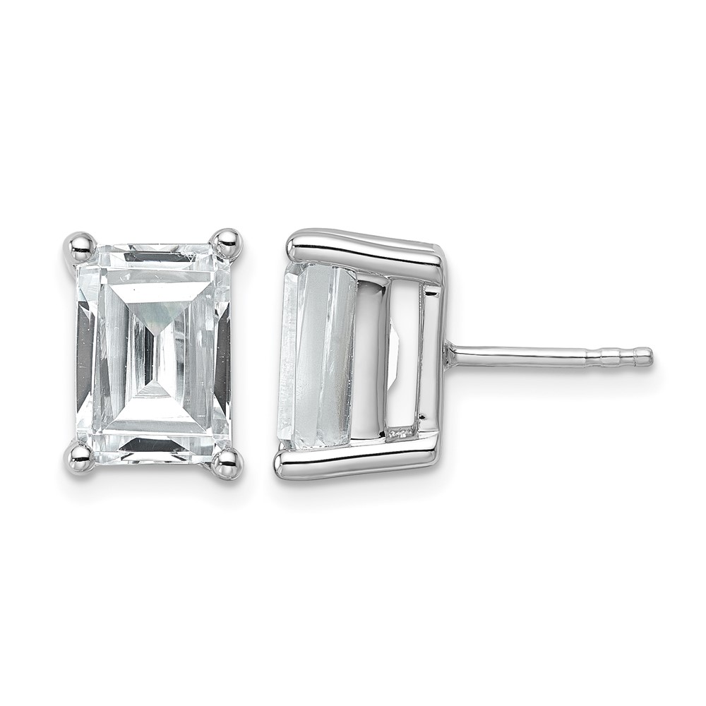 14K White Gold 6 Carat Lab Grown Diamond VS SI+ G+ Emerald Complete Four Prong Stud Earrings