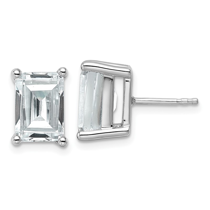 14k White Gold 6 ctw Certified Lab Grown Diamond VS/SI+ G+ Emerald 4 Prong Heavy Wt. Stud Earrings