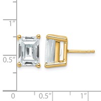 14K Yellow Gold 6 Carat Lab Grown Diamond VS SI+ G+ Emerald Complete Four Prong Stud Earrings view 4