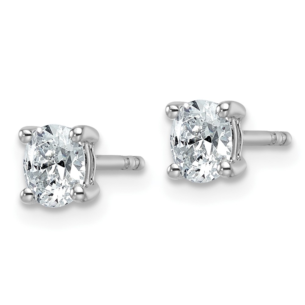 14k White Gold 1/2 carat Lab Grown Diamond VS/SI+ G+ Complete Oval Four Prong Stud Earrings (EM8799-050-WLG)