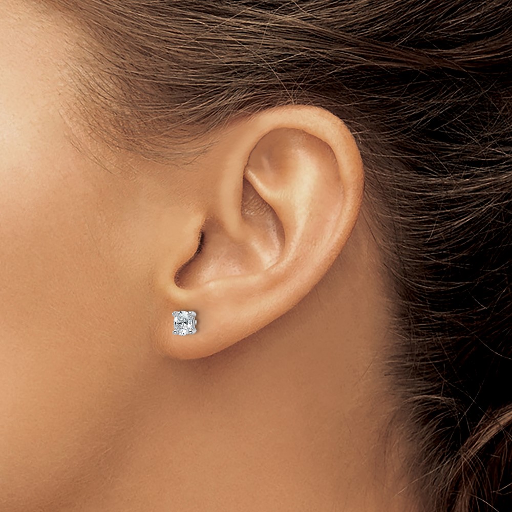 14k White Gold 1/2 carat Lab Grown Diamond VS/SI+ G+ Complete Oval Four Prong Stud Earrings (EM8799-050-WLG)