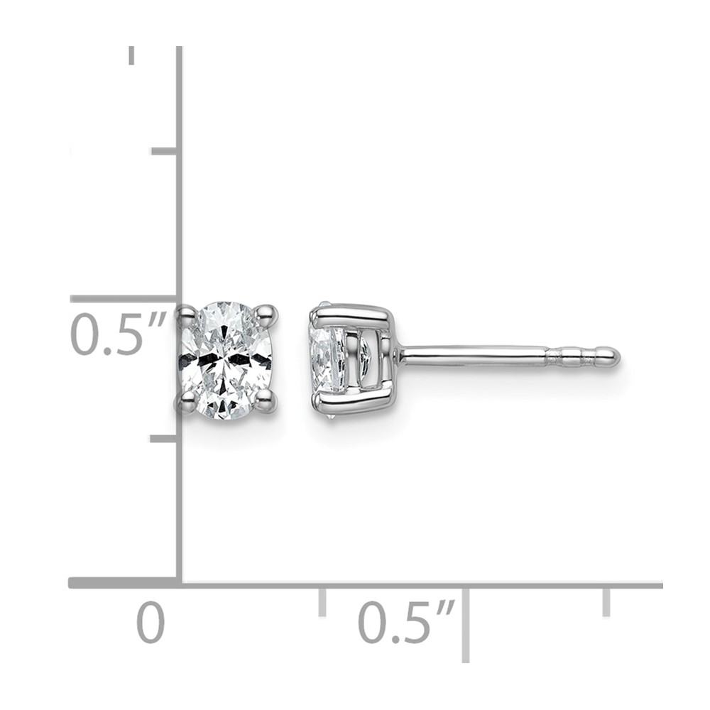 14k White Gold 1/2 carat Lab Grown Diamond VS/SI+ G+ Complete Oval Four Prong Stud Earrings (EM8799-050-WLG)