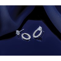 14K White Gold 5.35x 3.65mm Oval Earrings Mounting view 4