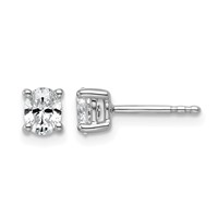 14K White Gold 0.50 Carat Lab Grown Diamond VS+ F+ Complete Oval Four Prong Stud Earrings view 1