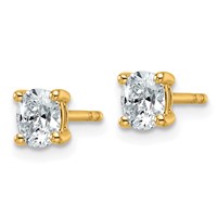 14K Yellow Gold 0.50 Carat Certified Lab Grown Diamond VS SI+ G+ Complete Oval Four Prong Stud Earrings view 2