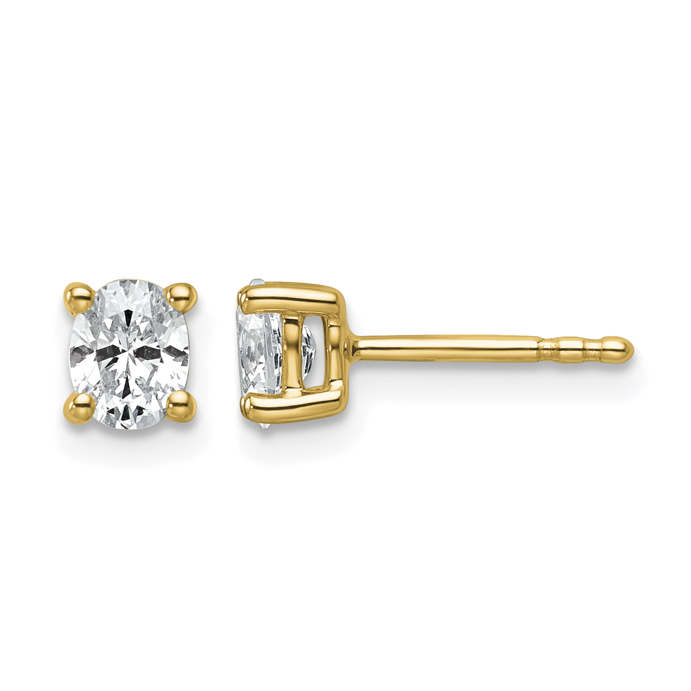 14k 1/2 carat Lab Grown Diamond VS+ F+ Complete Oval Four Prong Stud Earrings (EM8799-050-LD)