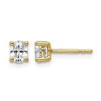 14K Yellow Gold 0.50 Carat Certified Lab Grown Diamond VS SI+ G+ Complete Oval Four Prong Stud Earrings view 1