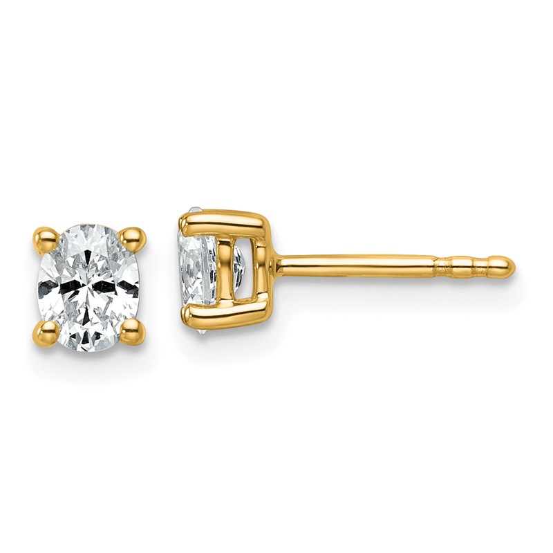 14k 1/2 carat Lab Grown Diamond VS+ F+ Complete Oval Four Prong Stud Earrings