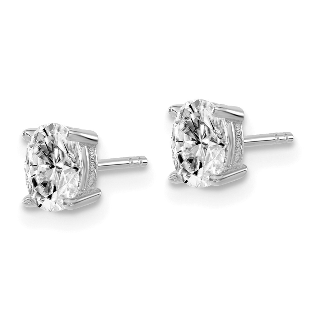 14k White Gold 5/8 carat Lab Grown Diamond VS/SI+ G+ Complete Oval Four Prong Stud Earrings (EM8799-066-WLG)