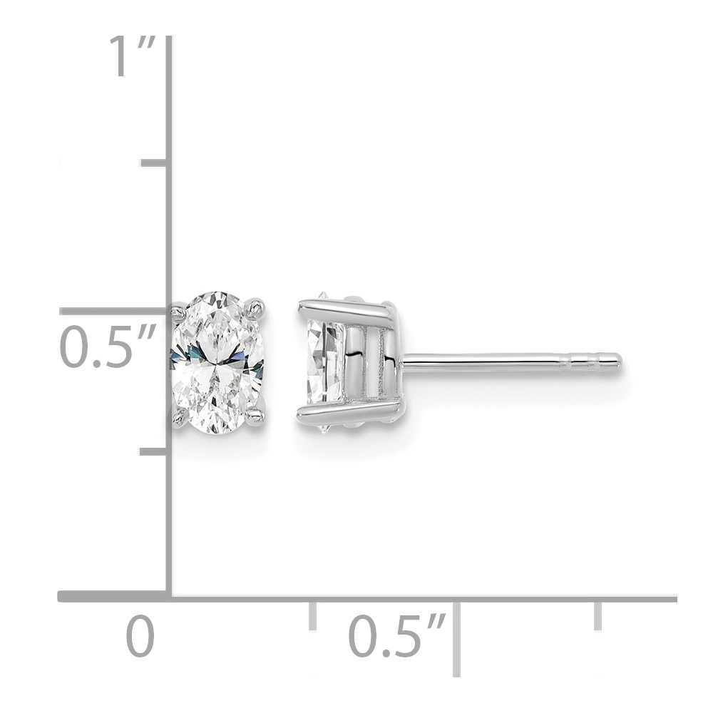 14k White Gold 5/8 carat Lab Grown Diamond VS/SI+ G+ Complete Oval Four Prong Stud Earrings (EM8799-066-WLG)