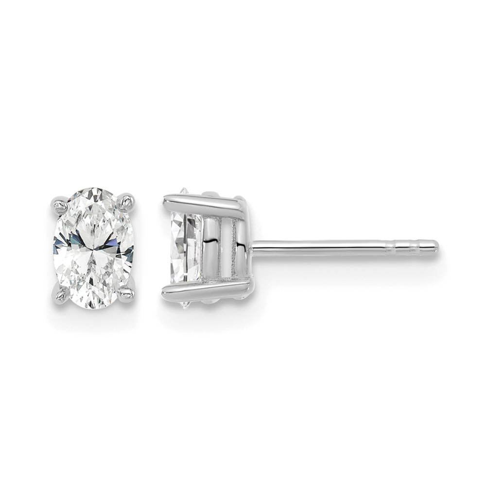 14k White Gold 5/8 carat Lab Grown Diamond VS/SI+ G+ Complete Oval Four Prong Stud Earrings (EM8799-066-WLG)
