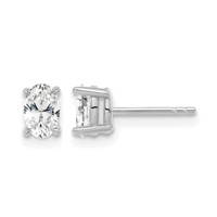 14K White Gold 5.35x 3.65mm Oval Earrings Mounting view 1