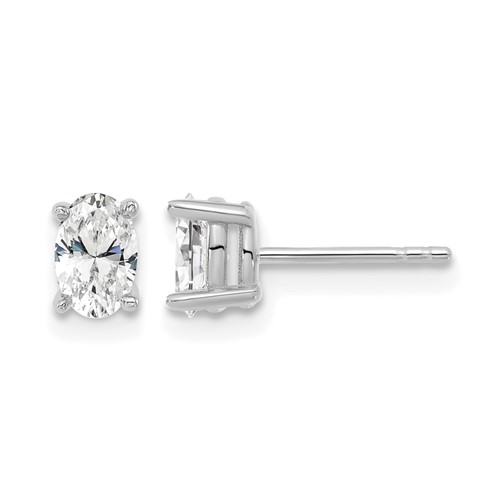 14K White Gold 5.35x 3.65mm Oval Earrings Mounting