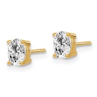 14K Yellow Gold 0.62 Carat Lab Grown Diamond VS SI+ G+ Complete Oval Four Prong Stud Earrings view 2