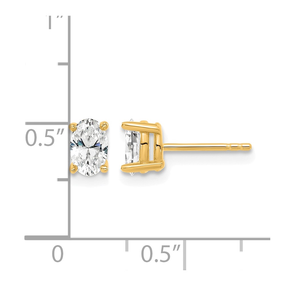 14k 5/8 carat Lab Grown Diamond VS/SI+ G+ Complete Oval Four Prong Stud Earrings (EM8799-066-LG)