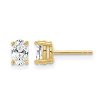 14K Yellow Gold 0.62 Carat Lab Grown Diamond VS SI+ G+ Complete Oval Four Prong Stud Earrings view 1