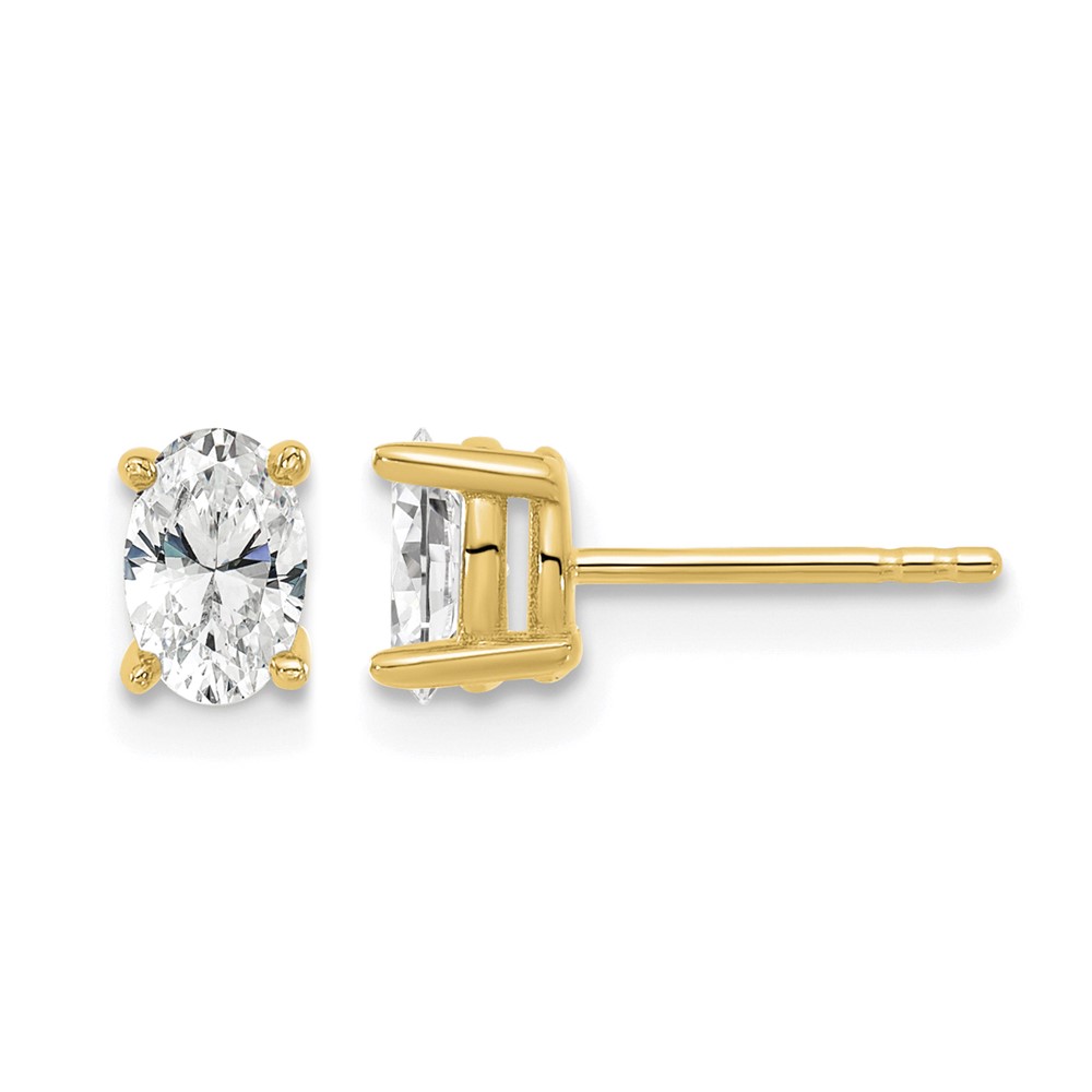 14K Yellow Gold 5.35x 3.65mm Oval Earrings Mounting