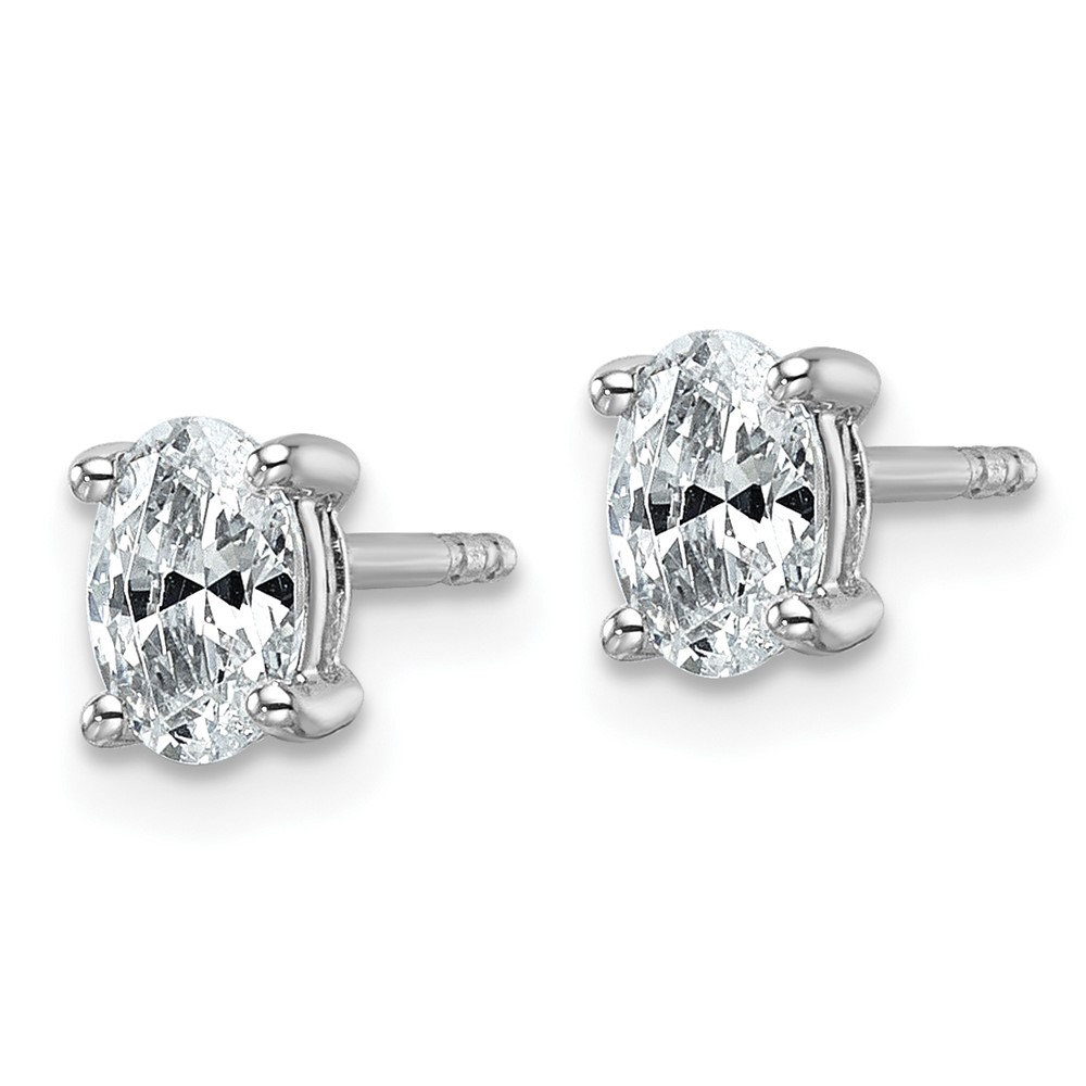 14k White Gold 3/4 carat Lab Grown Diamond VS+ F+ Complete Oval Four Prong Stud Earrings (EM8799-075-WLD)